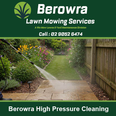 Pressure washer cleaning a stone patio in Berowra