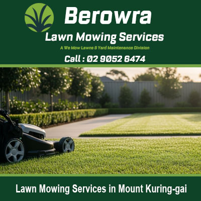 Professional lawn mowing services in Mount Kuring-gai NSW showing expert residential grass cutting and maintenance